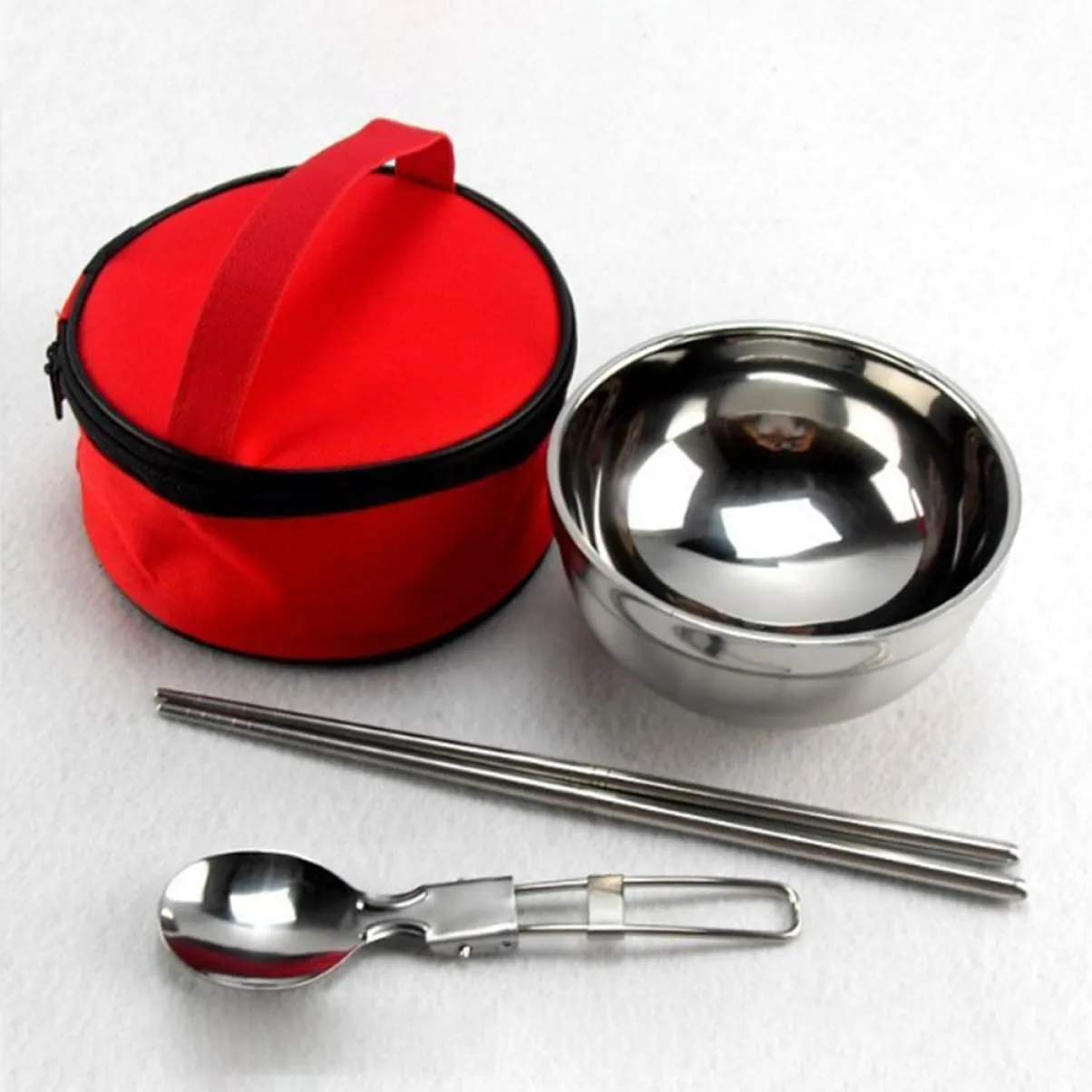 3 Sets Camping Utensils Set Stainless Steel Travel Tableware Bowl Spoon Chopsticks Compact Camping Cooking Utensils Lunch Box