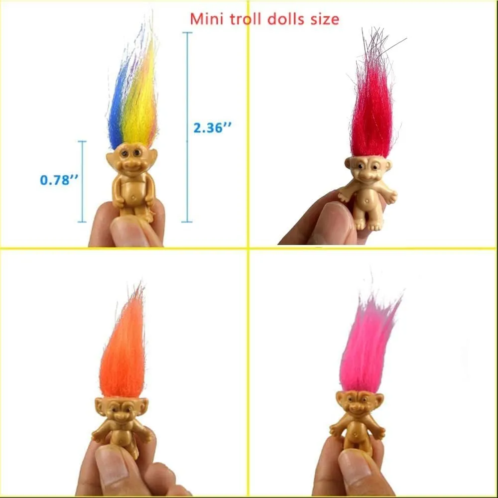 30pcs Luminous Mini Troll Dolls Glow in The Dark Vintage Action Figures Lucky Troll Dolls 1.2" Bodies, 2.3" Hair. Cake Toppers School Project, Arts and Crafts (30pcs)