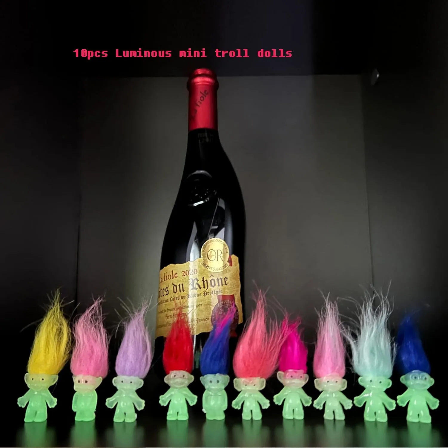 30pcs Luminous Mini Troll Dolls Glow in The Dark Vintage Action Figures Lucky Troll Dolls 1.2" Bodies, 2.3" Hair. Cake Toppers School Project, Arts and Crafts (30pcs)