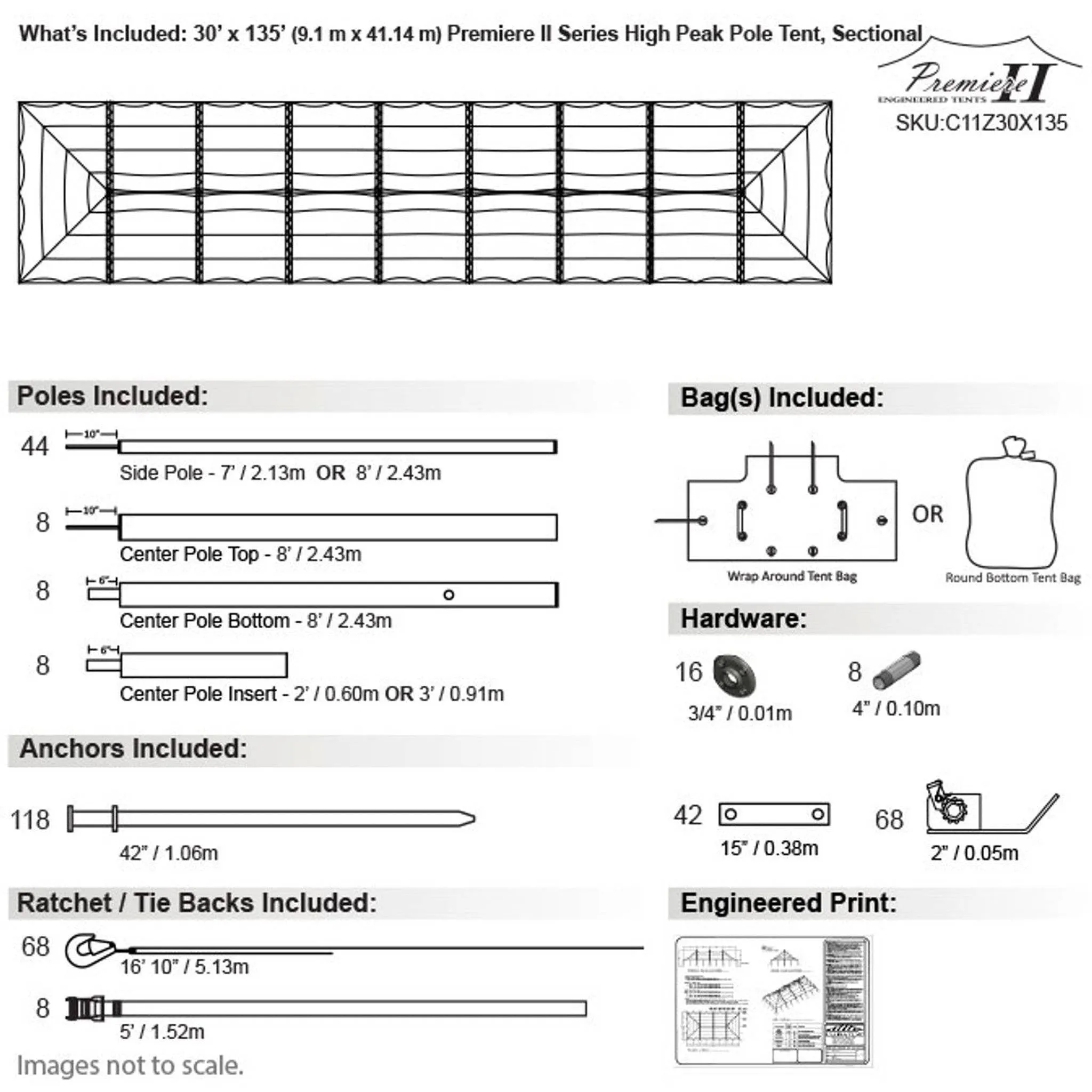 30x135 Engineered High Peak Pole Tent