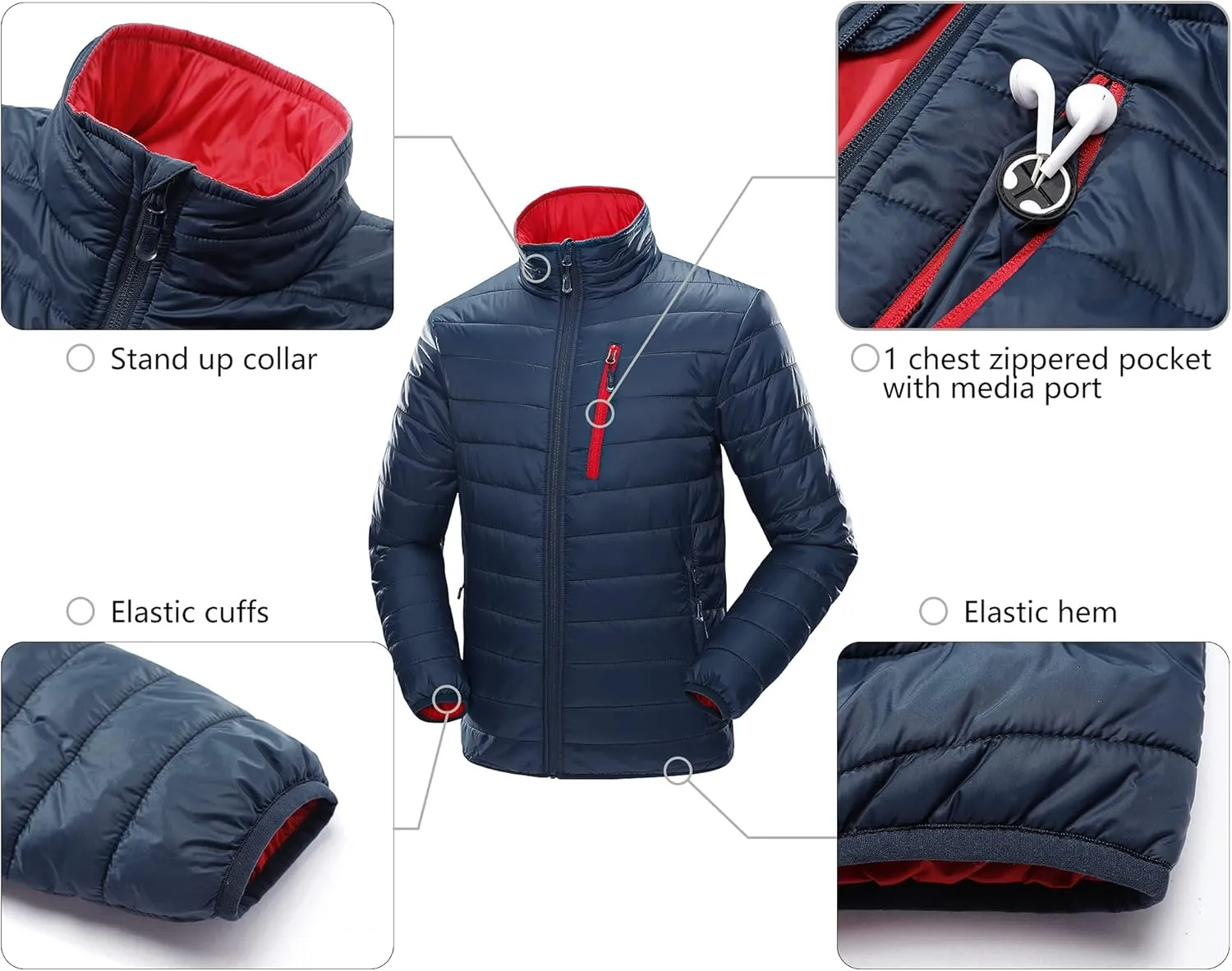 33,000ft Men's Puffer Jacket Lightweight Packable Winter Jacket