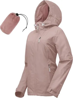 33,000ft Packable Rain Jacket Women Lightweight Waterproof Raincoat with Hood Cycling Bike Jacket Windbreaker