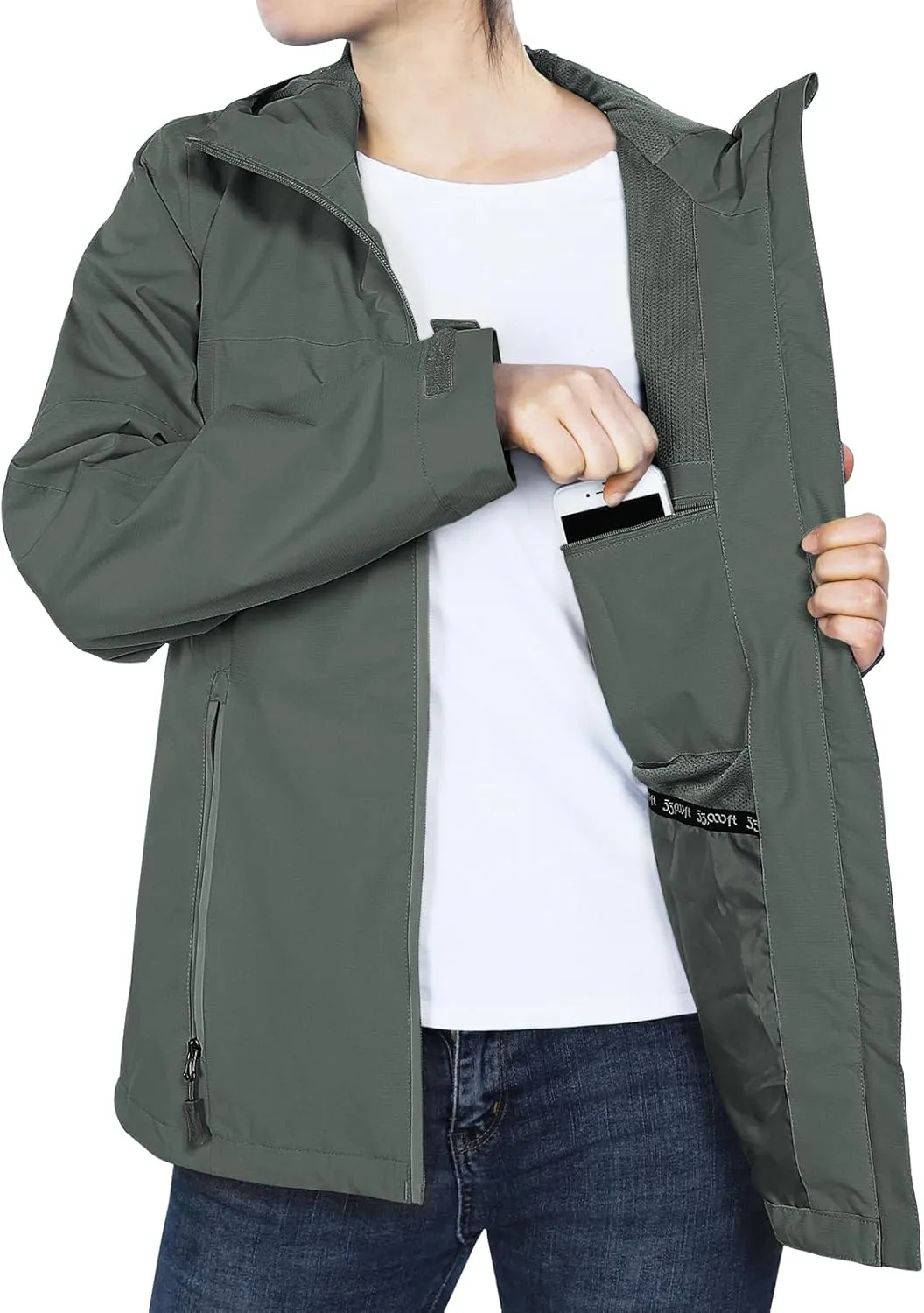 33,000ft Packable Rain Jacket Women Lightweight Waterproof Raincoat with Hood Cycling Bike Jacket Windbreaker