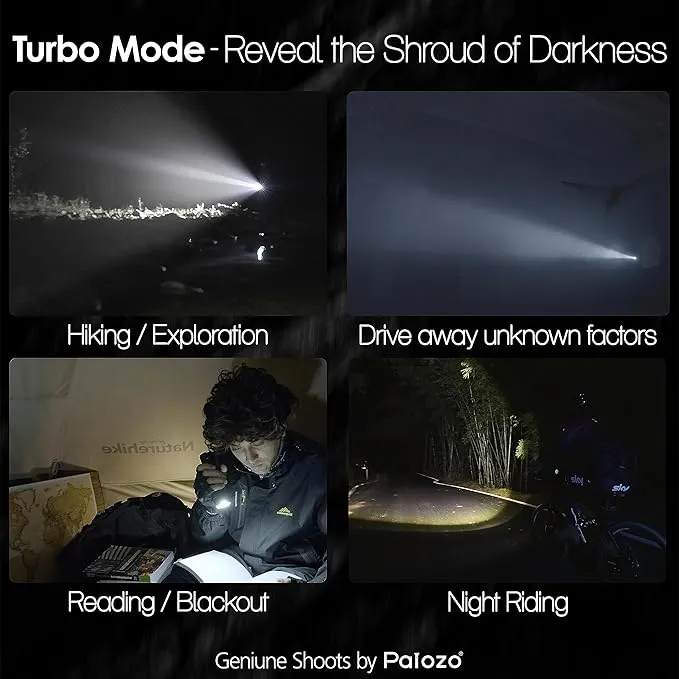 3500-Lumen 'Turbo Mode' & Dual Light Pro-Flashlight with Digital Display Ultra Bright Zoomable Tactical Rechargeable High Powered LED Handheld Flashlight High lumen for Camping, Hiking