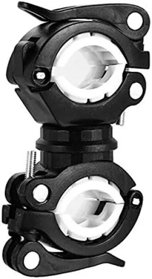 360 Degree Cycling Clip Clamp Rotation Bike Flashlight Torch Mount LED Head Front Light Holder Clip Bicycle Accessories (Color : Black wth White)