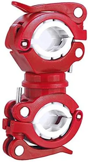 360 Degree Cycling Clip Clamp Rotation Bike Flashlight Torch Mount LED Head Front Light Holder Clip Bicycle Accessories (Color : Red with White)