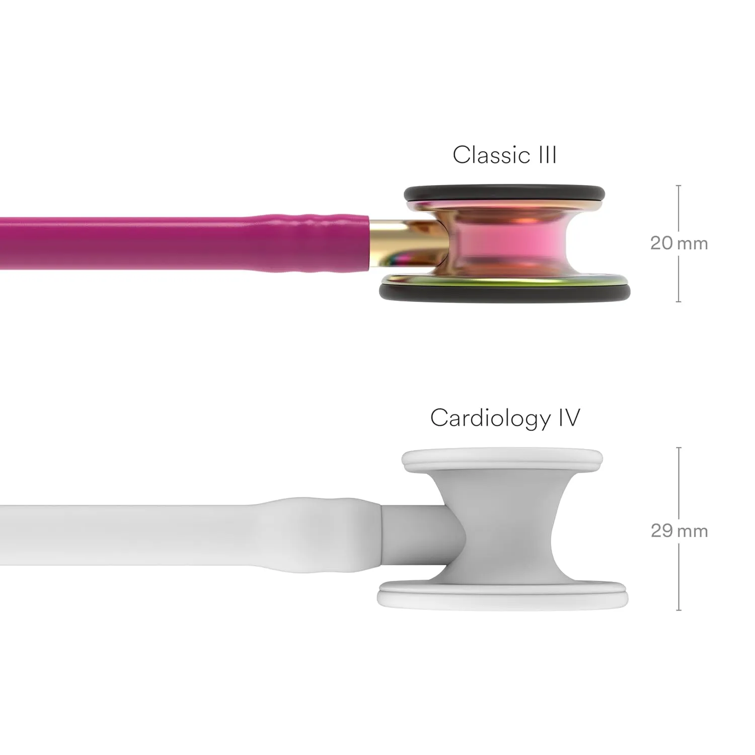3M Littmann Classic III Monitoring Stethoscope, 5806, More Than 2X as Loud, Weighs Less, Stainless Steel Rainbow-Finish Chestpiece, 27' Raspberry Tube, Brass Stem and Headset