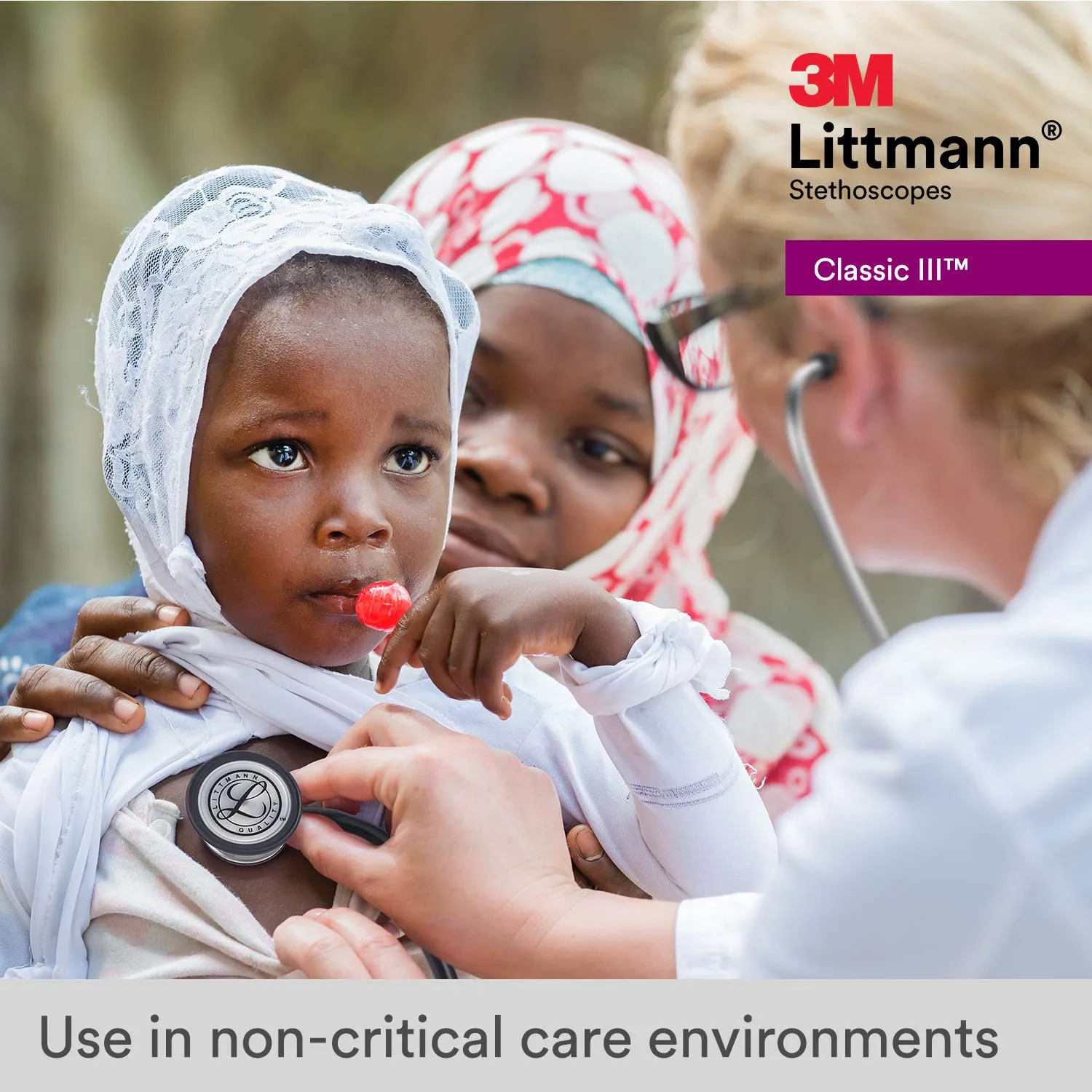 3M Littmann Classic III Monitoring Stethoscope, 5806, More Than 2X as Loud, Weighs Less, Stainless Steel Rainbow-Finish Chestpiece, 27' Raspberry Tube, Brass Stem and Headset