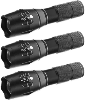 3X 10000LM Zoomable LED Flashlight Focus Torch Light 18650/AAA Outdoor Light