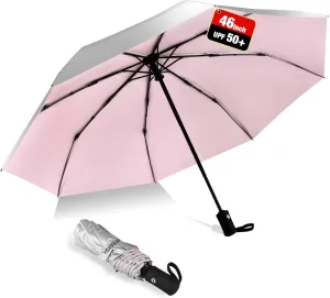 46inch UPF 50  Sun Umbrella UV Protection UV Umbrella Parasol Umbrella for SunTravel Compact Umbrella for Rain Sun Waterproof And Wind Resistant Sun Blocking Umbrella Auto Open Close