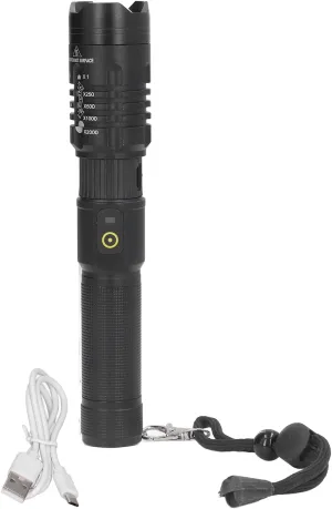 5000LM Rechargeable Flashlight | P50 LED with Telescopic Zoom/Weatherproof & Shockproof | Aluminum Alloy Emergency Device for Camping/Hiking/Home Use