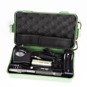 5000LM T6 LED Zoomable Flashlight Torch Camping Headlight Flashlight 1x18650 Battery Charger Case LED Bicycle Light 40OT12