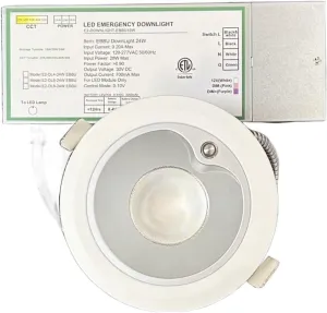 6 Inch Architectural Recessed Lighting with Pre-Wired Emergency Battery Backup, 5 CCT Tunable 2700K-5000K, Dimmable Downlight, 3 Wattage Tunable Indoor LED for Shop & Office