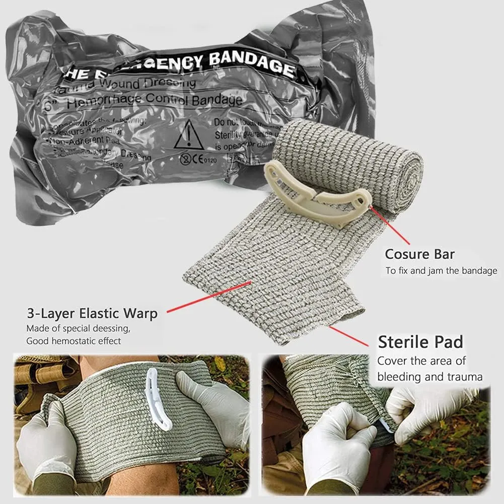 6‘’ Israeli Style Emergency Bandage, 6 inches Width, 60 inches Length (6 Inch-8Pcs)