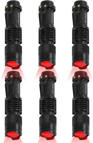6 Pack Red Flashlight LED Single Mode Light 1 Mode LED Torch Scalable Red Light Flashlight for Astronomy Aviation Night Observation