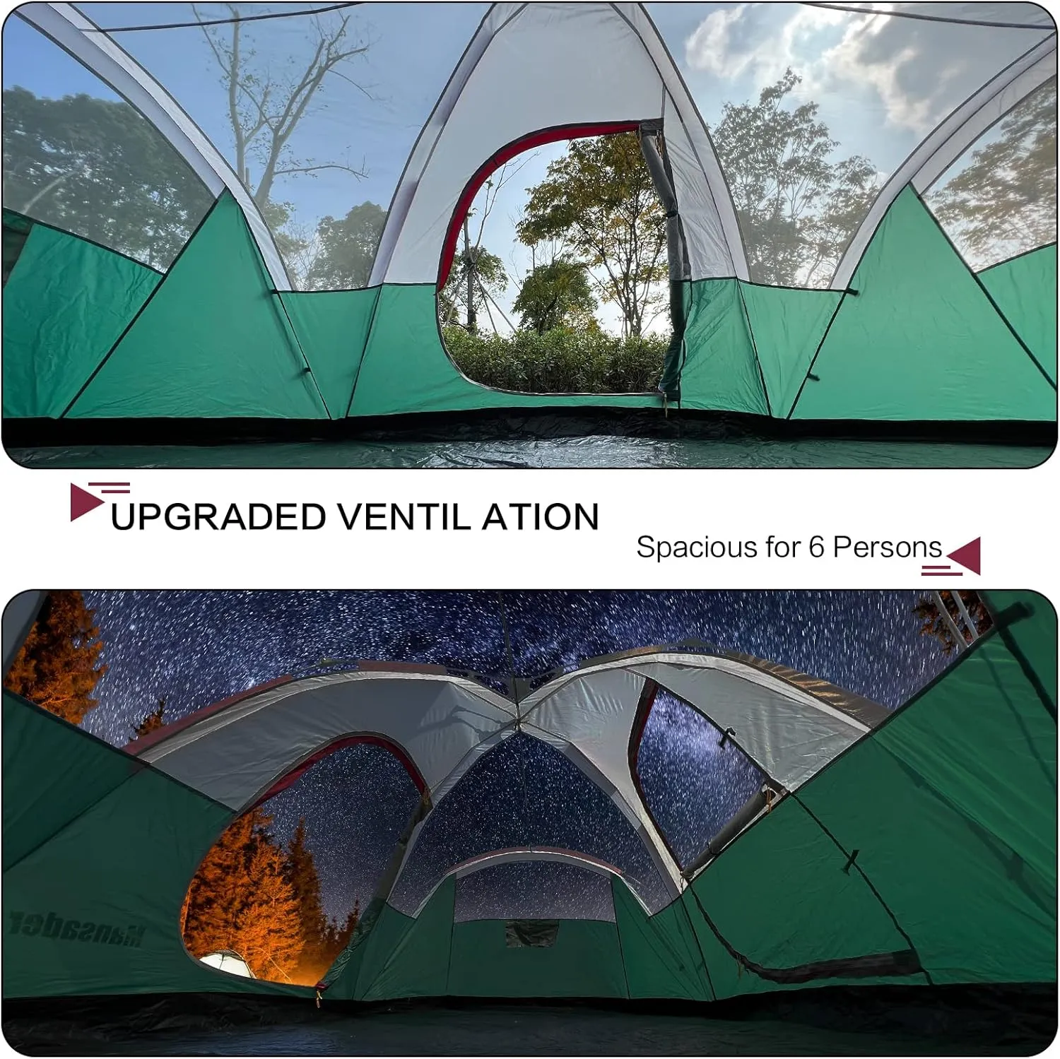 6 Person Family Camping Tent,Waterproof Windproof with Top Rainfly,Easy Set Up,Pop Up Tent for Outdoor Camping Hiking Trave