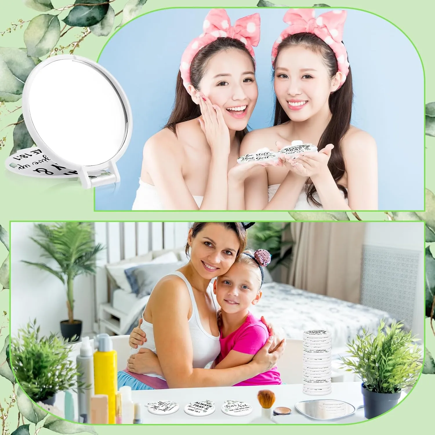 80 Pcs Inspirational Compact Mirrors Bulk Christian Gifts for Women Purse Mini Folding Small Pocket Round Portable Makeup Mirrors Gift for Travel Christmas(Christian Style)