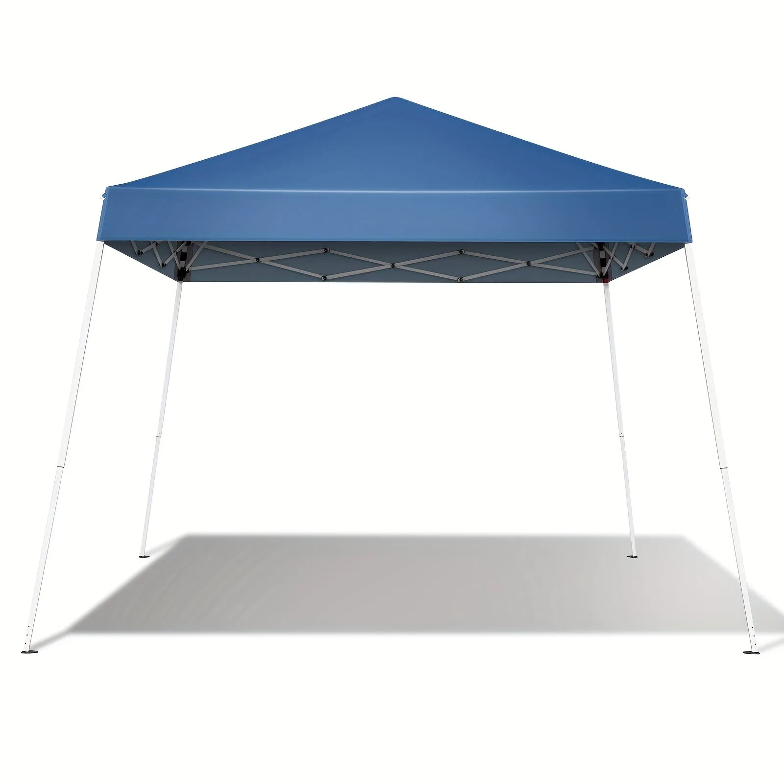 8x8ft Waterproof Sun-proof Oxford Cloth Folding Shed Blue Angled Top Portable Awning Plastic-sprayed Iron Pipe Outdoor Stall Camping Canopy