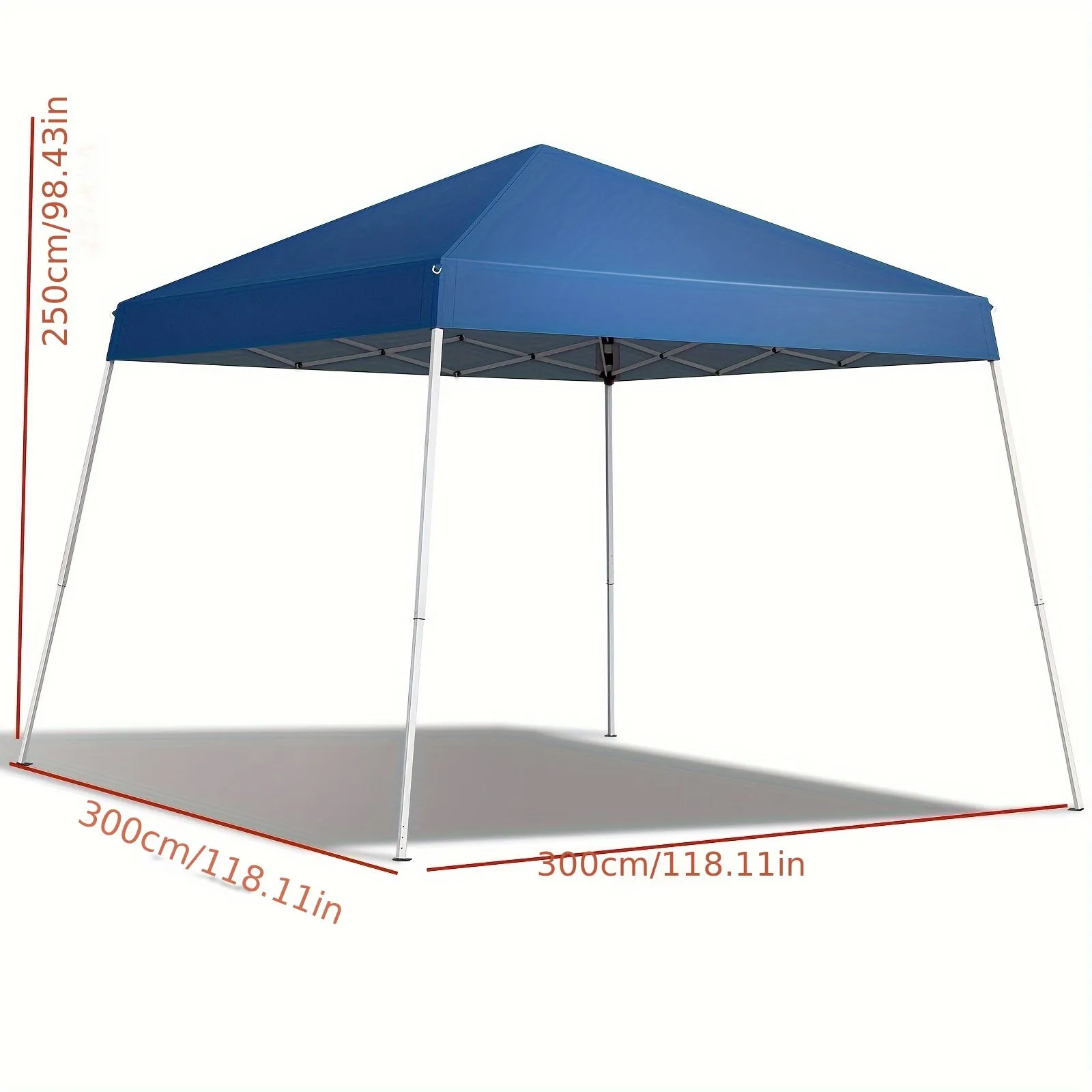 8x8ft Waterproof Sun-proof Oxford Cloth Folding Shed Blue Angled Top Portable Awning Plastic-sprayed Iron Pipe Outdoor Stall Camping Canopy