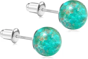 925 Sterling Silver Stud Earring for Women Firefly Bead Earring Murano Jewelry Hypoallergenic Earring for Women Bridesmaid Gift