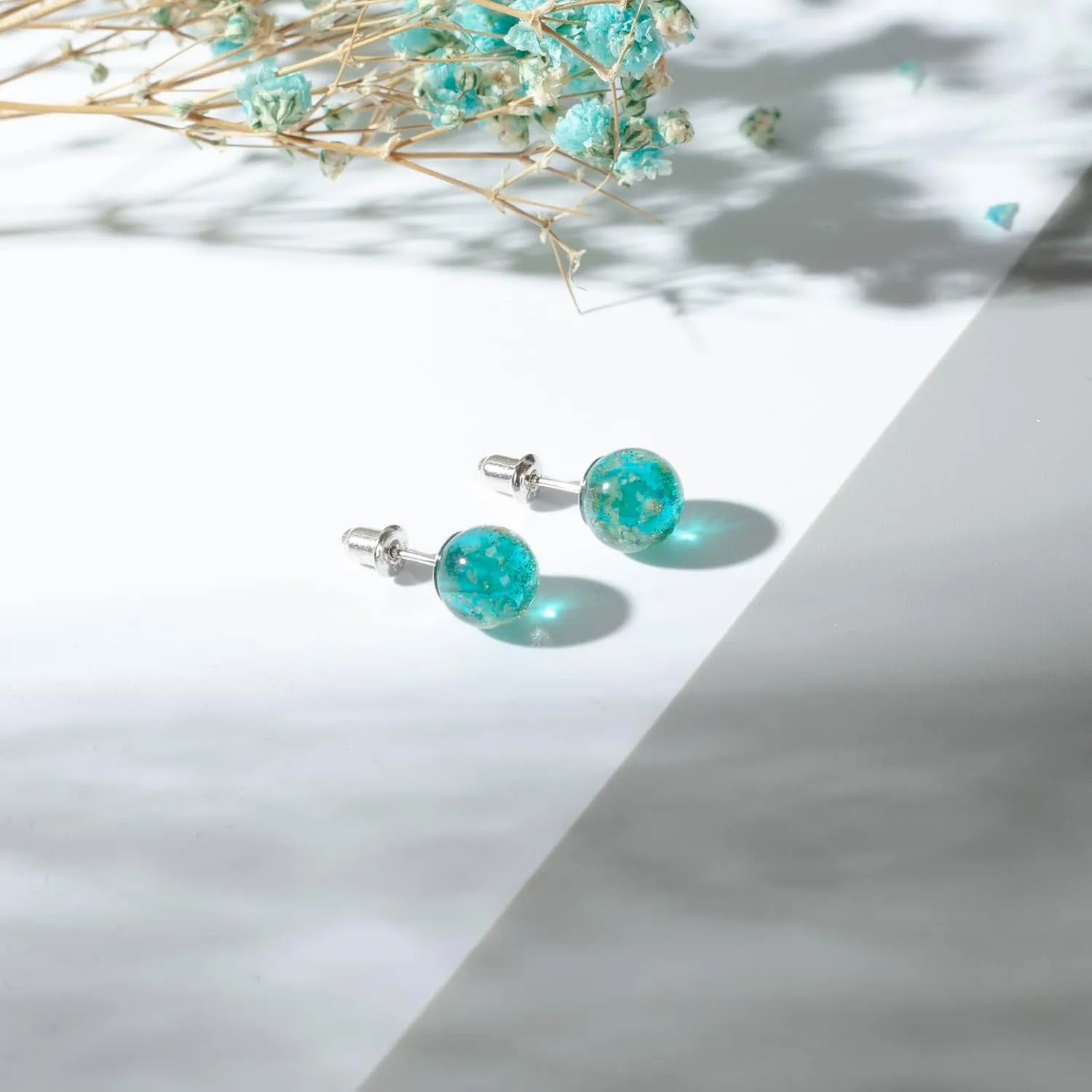 925 Sterling Silver Stud Earring for Women Firefly Bead Earring Murano Jewelry Hypoallergenic Earring for Women Bridesmaid Gift