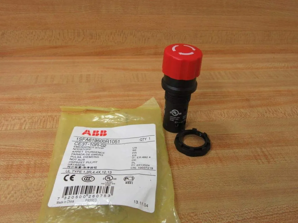 ABB CE3T-10R-02 Push Button Switch, 30 mm, Twist Release, 2 NC, Red