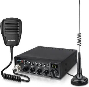 ABBREE CB Radio Kit AM/FM Professional Long Range Portable CB Radio with Magnetic Mount Antenna- Full 40 Channels,NOAA Emergency Radio,Instant Channel 9,Noise Reduction and SWR Calibration,Black