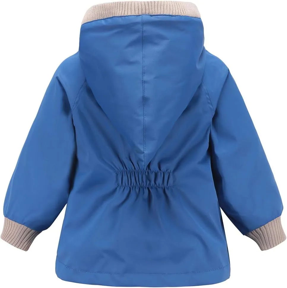 ACESTAR Boys Girls Waterproof Hooded Rain Jacket Kids Cotton Lined Rain Coat Toddler Windbreaker Spring Fall Raincoat