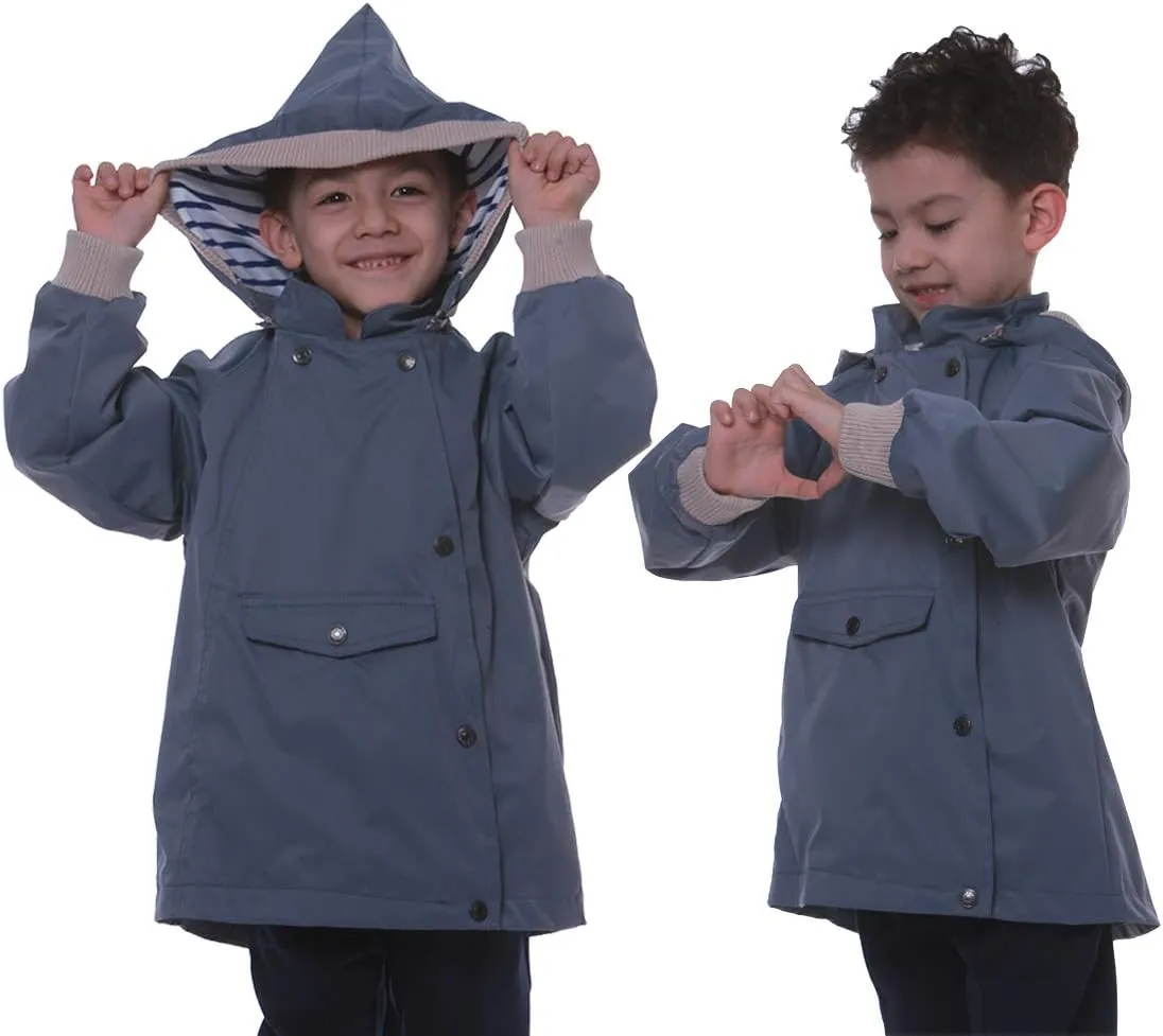 ACESTAR Boys Girls Waterproof Hooded Rain Jacket Kids Cotton Lined Rain Coat Toddler Windbreaker Spring Fall Raincoat