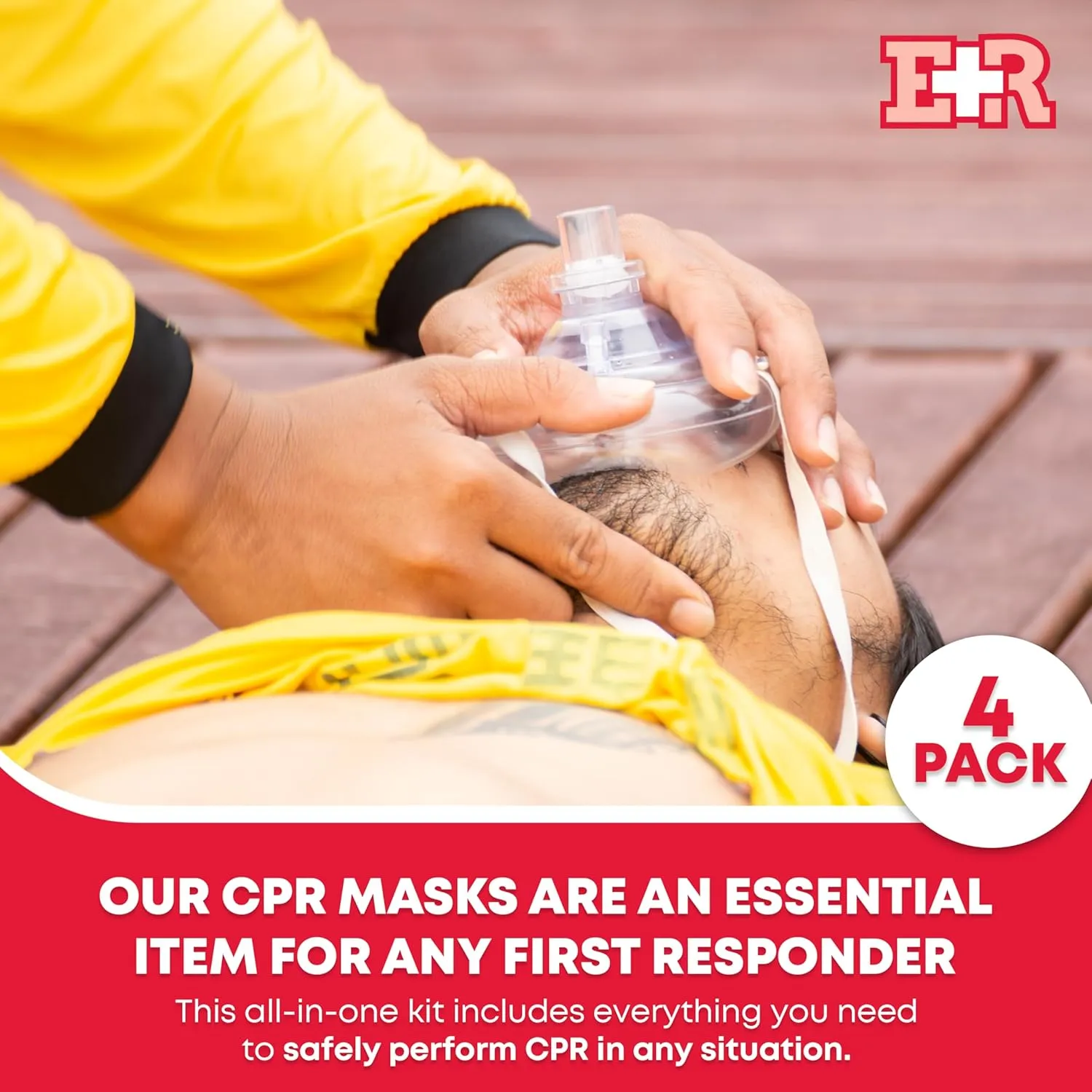 Adult and Infant CPR Mask Combo Kit – 4-Pack – 8 Valves, 4 Gloves, 8 Alcohol Pads – Latex-Free, Portable Pouch for First Responders – FSA/HSA Eligible