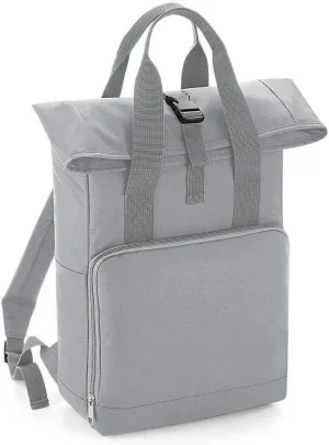 Adults Travel Use Shoulder Strap Clip Closure Twin Handle Roll Top Backpack Light Grey One Size