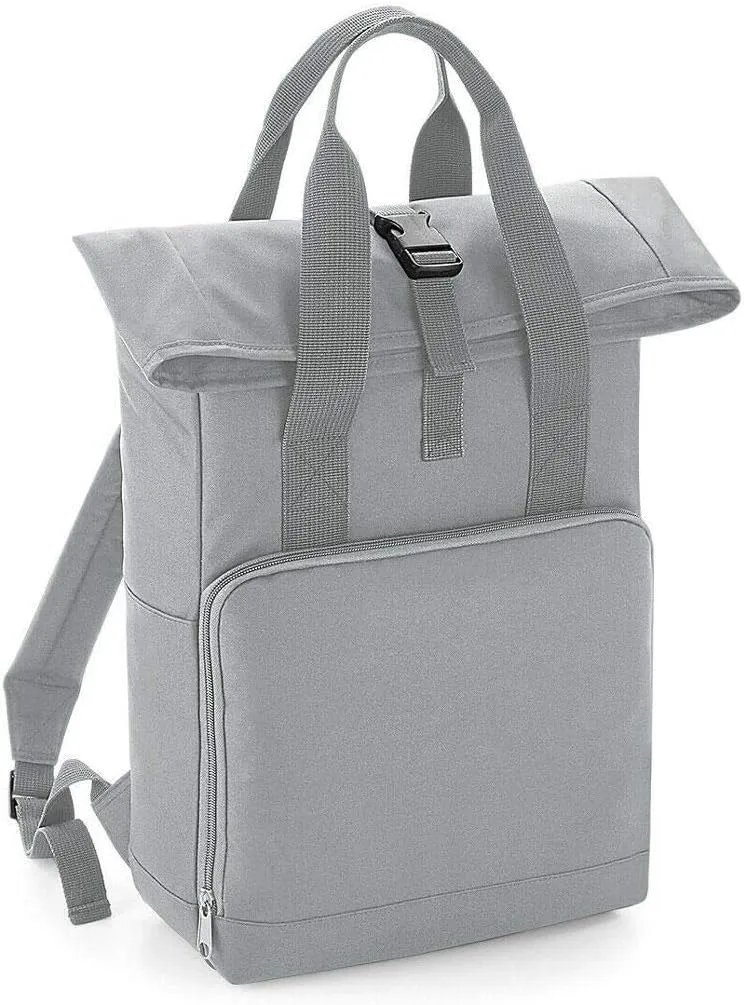 Adults Travel Use Shoulder Strap Clip Closure Twin Handle Roll Top Backpack Light Grey One Size