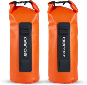 aeroe 8L Heavy Duty Dry Bag Orange 2-Pack | 100% Waterproof IP65 | Stable Secure Attachment – Fits Spider Rear Rack, Front Rack, or Handlebar Cradle – Welded TPU