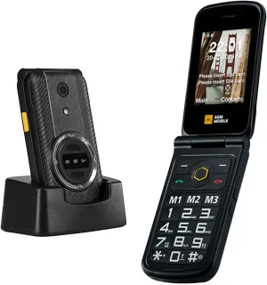 AGM M8 Rugged Flip Phone, 4G LTE Basic Cell Phone, Simple Mobile Phones, Waterproof/Drop-Proof, SOS Side Key, Speed Dial, 104dB Powerful Speaker, Large Keypad/Fonts, Dual SIM Cards, for T-Mobile ONLY