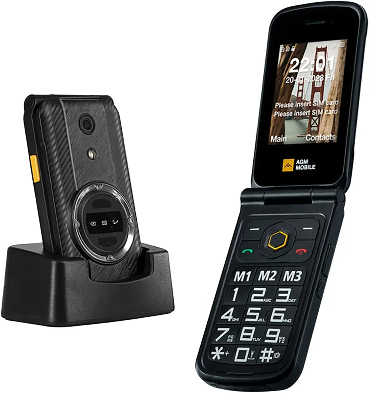 AGM M8 Rugged Flip Phone, 4G LTE Basic Cell Phone, Simple Mobile Phones, Waterproof/Drop-Proof, SOS Side Key, Speed Dial, 104dB Powerful Speaker, Large Keypad/Fonts, Dual SIM Cards, for T-Mobile ONLY