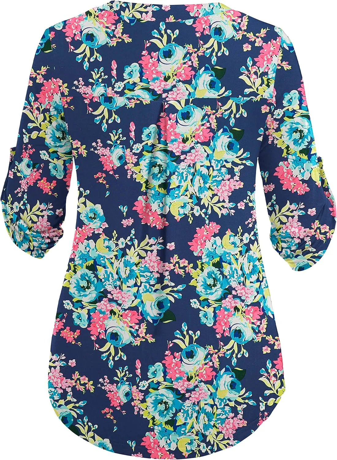 a.Jesdani Women's Plus Size Tops 3/4 Roll Sleeve Shirts V Neck Blouses Tunic Top