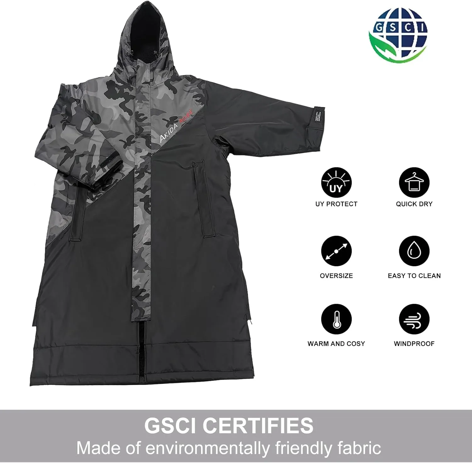 Akida Adult Oversized Changing Robe/Swim Parka,Waterproof Surf Poncho Warm Jacket,Quick Dry Wetsuit Changing Towel.