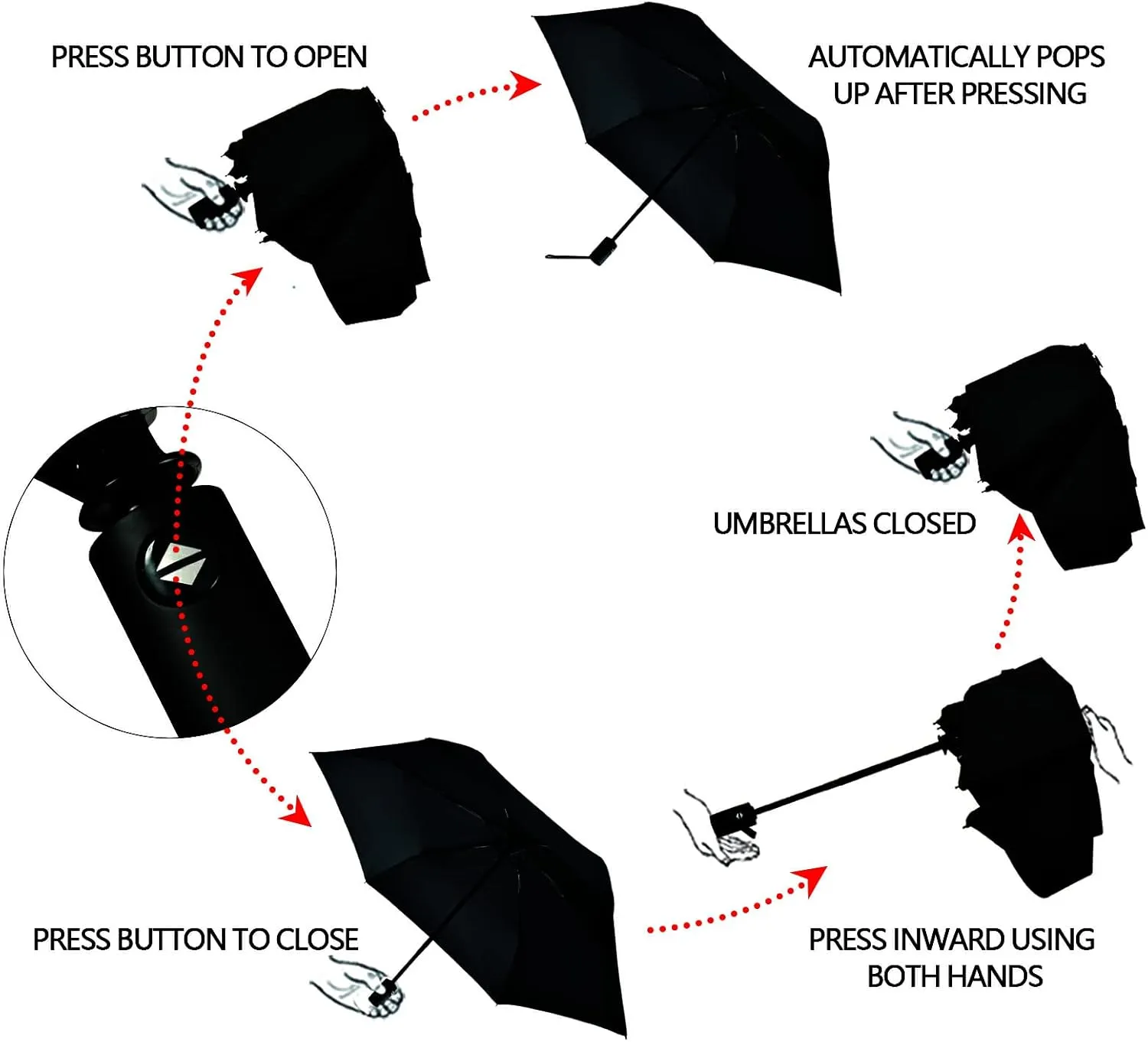 ALAZA Travel Compact Umbrella, Easter Decorated Eggs and Funny Rabbits Automatic Open Rain Umbrella for Men and Women