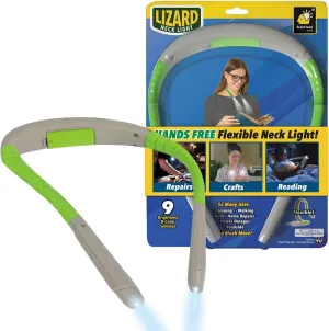 Alien Lizard Neck Light AS-SEEN-ON-TV Book Light for Reading in Bed, Bendable Portable Light, for Reading, Knitting, Camping and Repairing with Adjustable Brightness Levels, Green