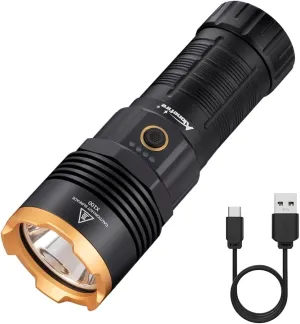 ALONEFIRE X100 LED Flashlight 2050 High Lumens Super Bright USB C Rechargeable 5 Adjustable Modes Waterproof Flash Light Reverse Charging with Battery, Lanyard for Camping Emergency Hiking Home