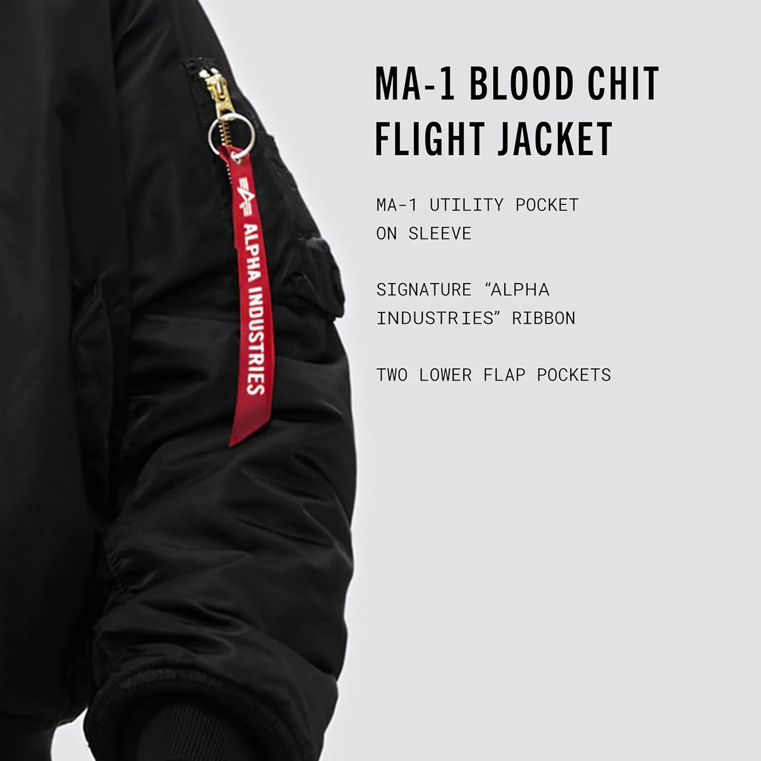 Alpha Industries MA-1 Blood Chit Bomber Flight Jacket - Fighter Pilot Flight Jacket