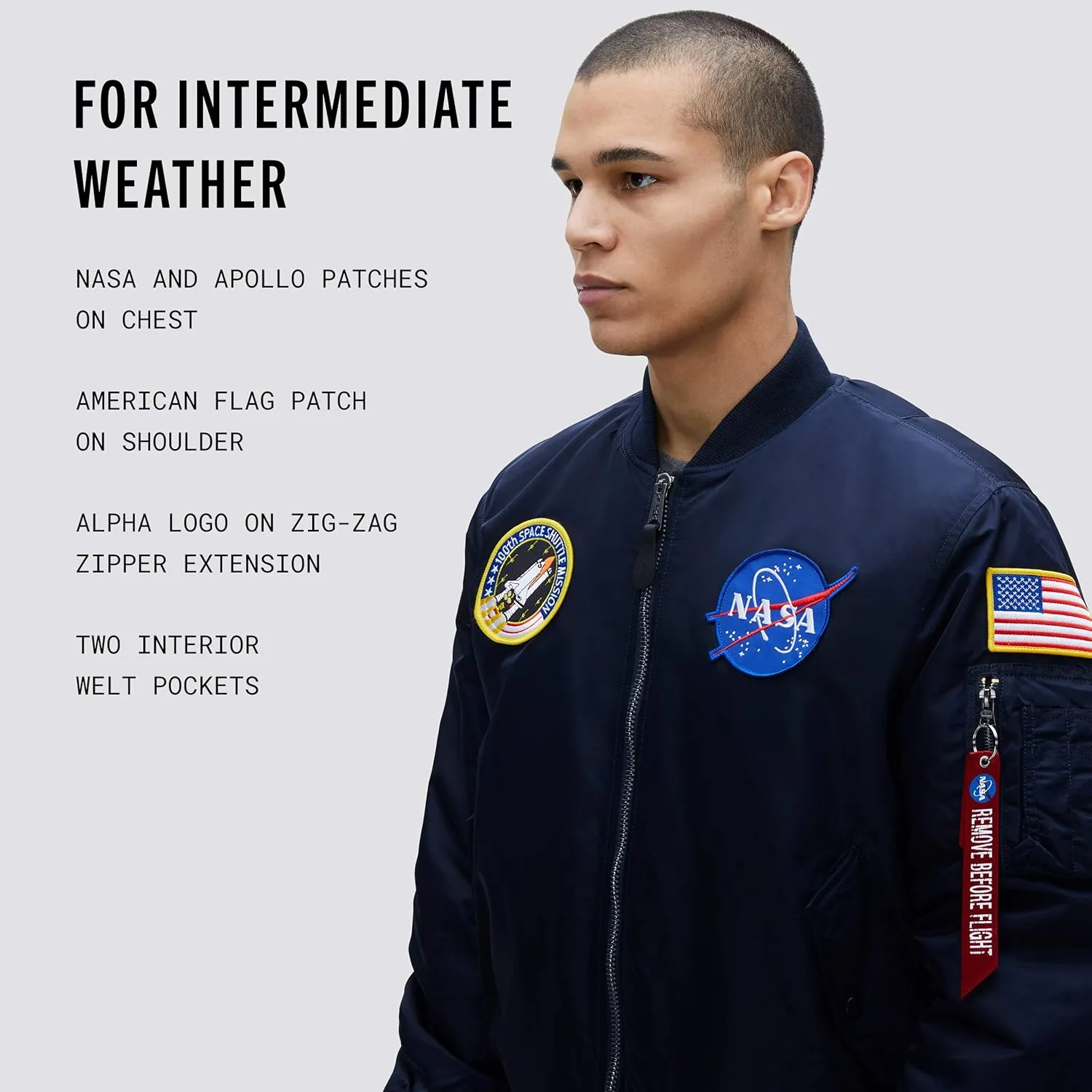 Alpha Industries MA-1 NASA Bomber Flight Jacket - Fighter Pilot Flight Jacket
