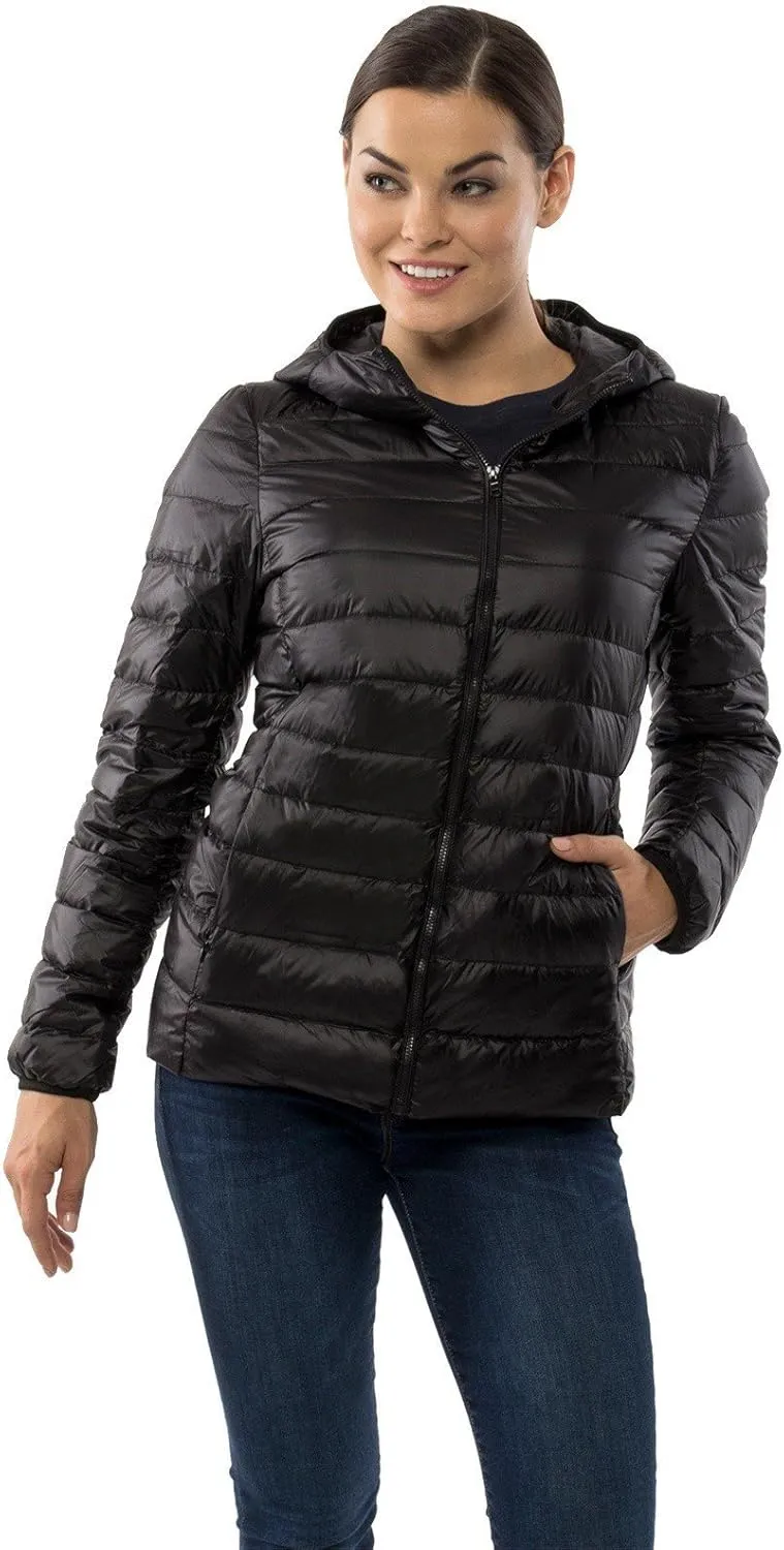 Alpine Swiss Eva Womens Down Alternative Puffer Jacket Hooded Light Packable Coat