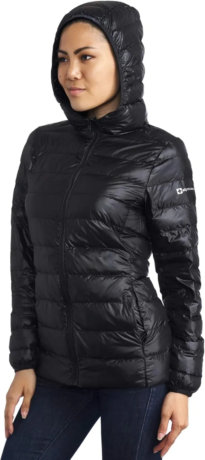 Alpine Swiss Eva Womens Down Alternative Puffer Jacket Hooded Light Packable Coat