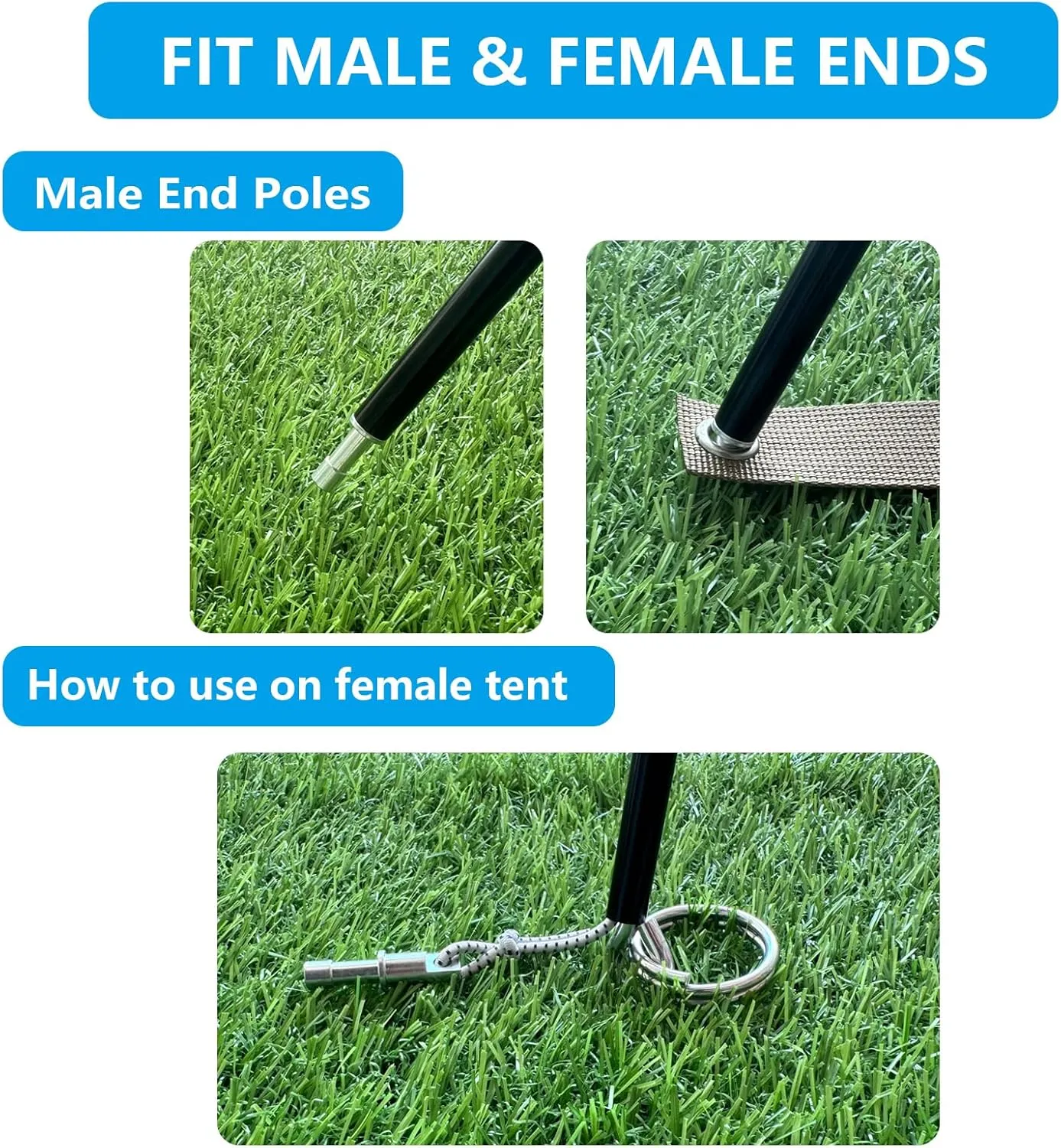 Aluminum Tent Poles Replacement,Fits Both Female and Male Ends,7001 T6 Lightweight Tent Rod Repair Kit for Camping Hiking Backpacking Tent (14ft 7.4in)