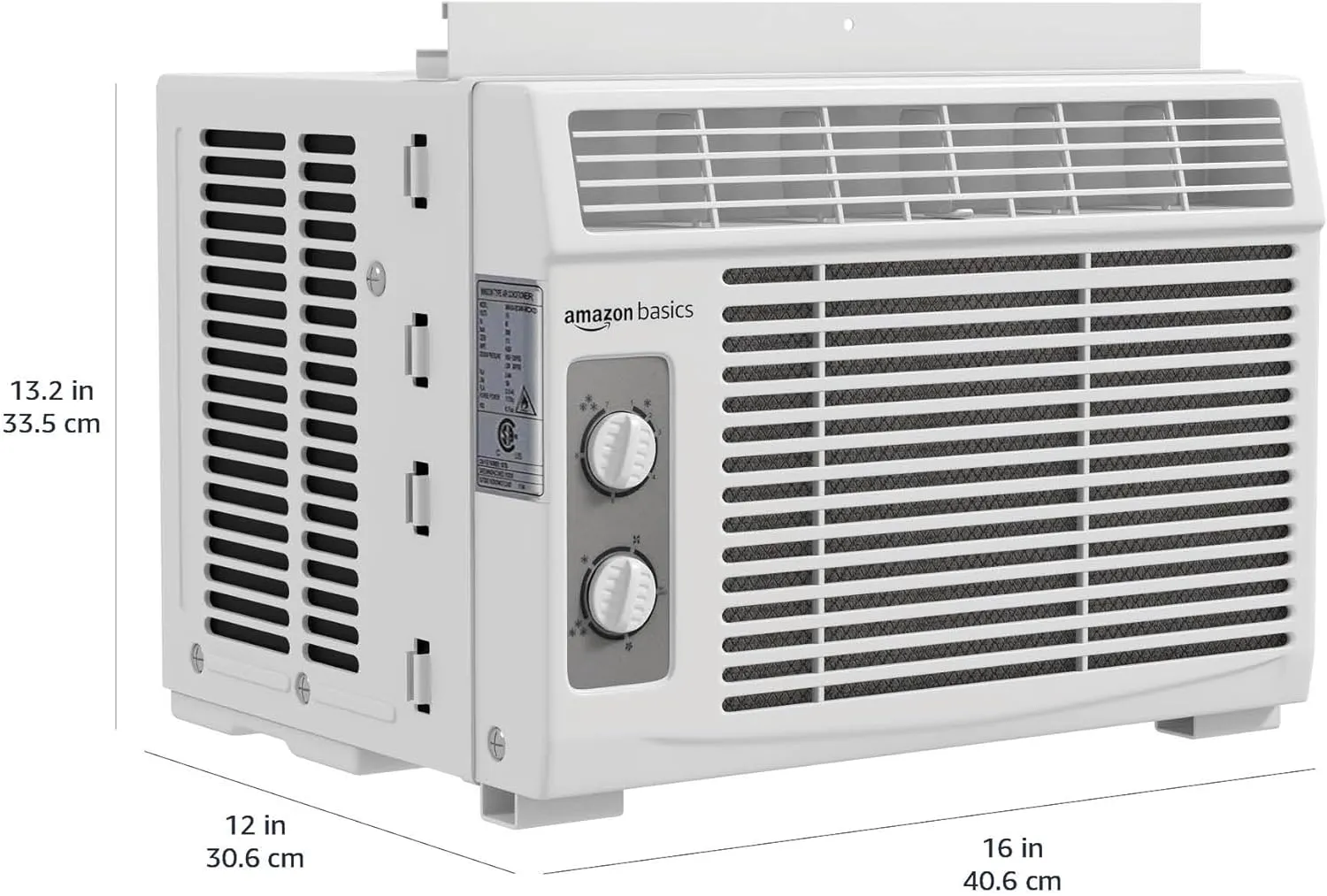 Amazon Basics 5000 BTU Small Window Air Conditioner, Up to 150 Sqf, Window AC Units with Cool and Fan Functions, Washable Filter, Adjustable Window Fit, Intuitive Mechanical Controls, White