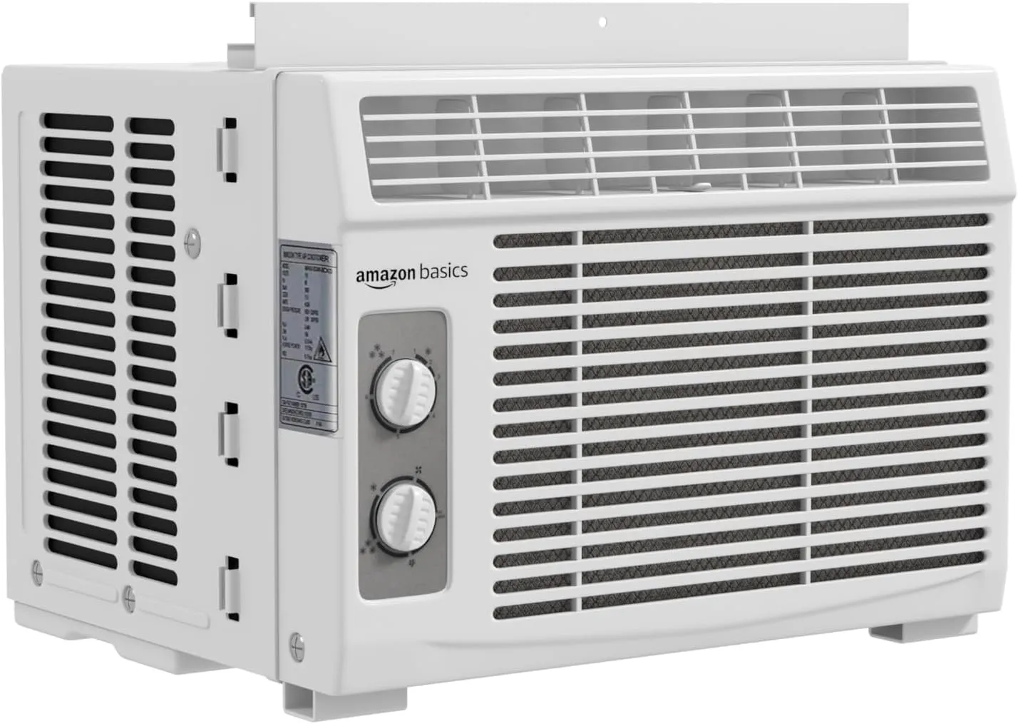 Amazon Basics 5000 BTU Small Window Air Conditioner, Up to 150 Sqf, Window AC Units with Cool and Fan Functions, Washable Filter, Adjustable Window Fit, Intuitive Mechanical Controls, White