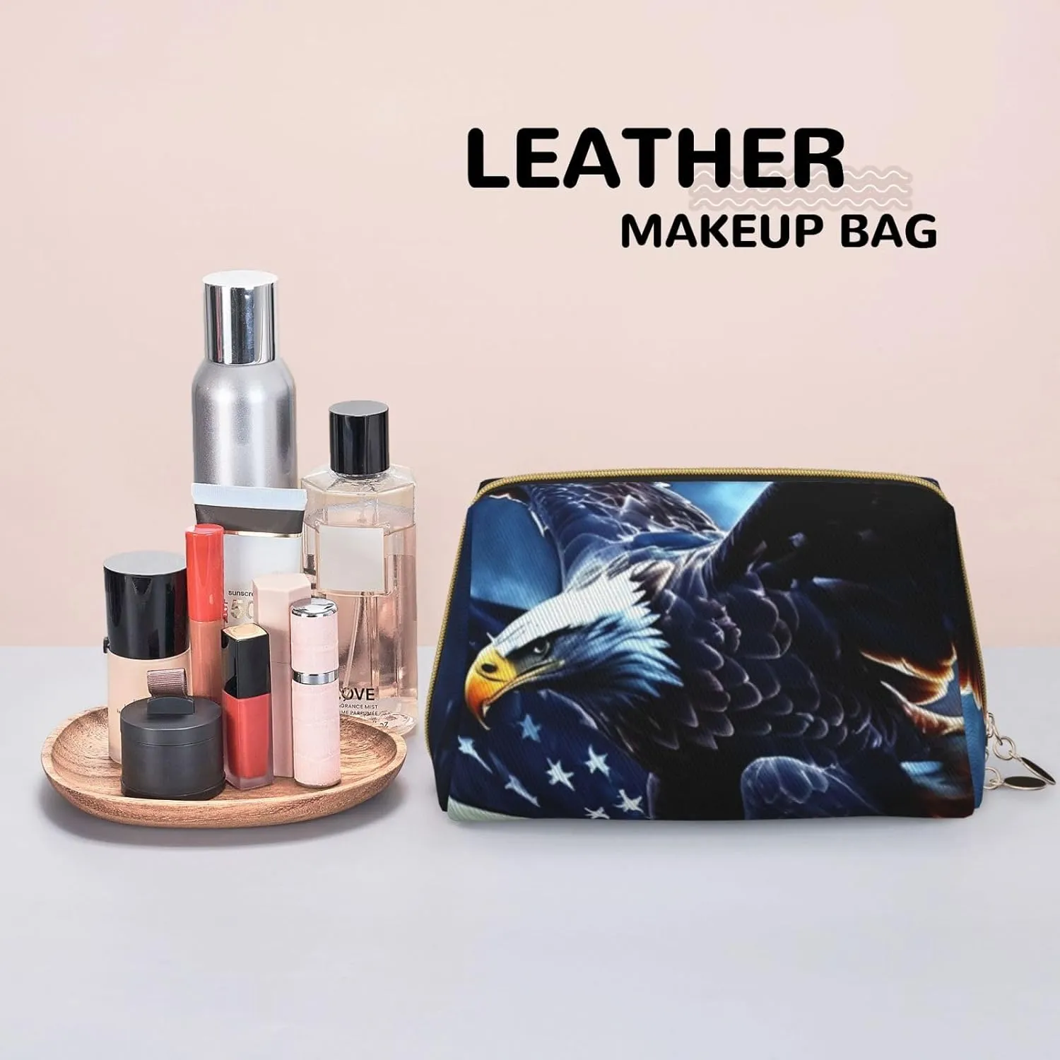American Bald Eagle Toiletry Pouch, Travel-Friendly Makeup Organizer For Makeup Brushes, Lipsticks