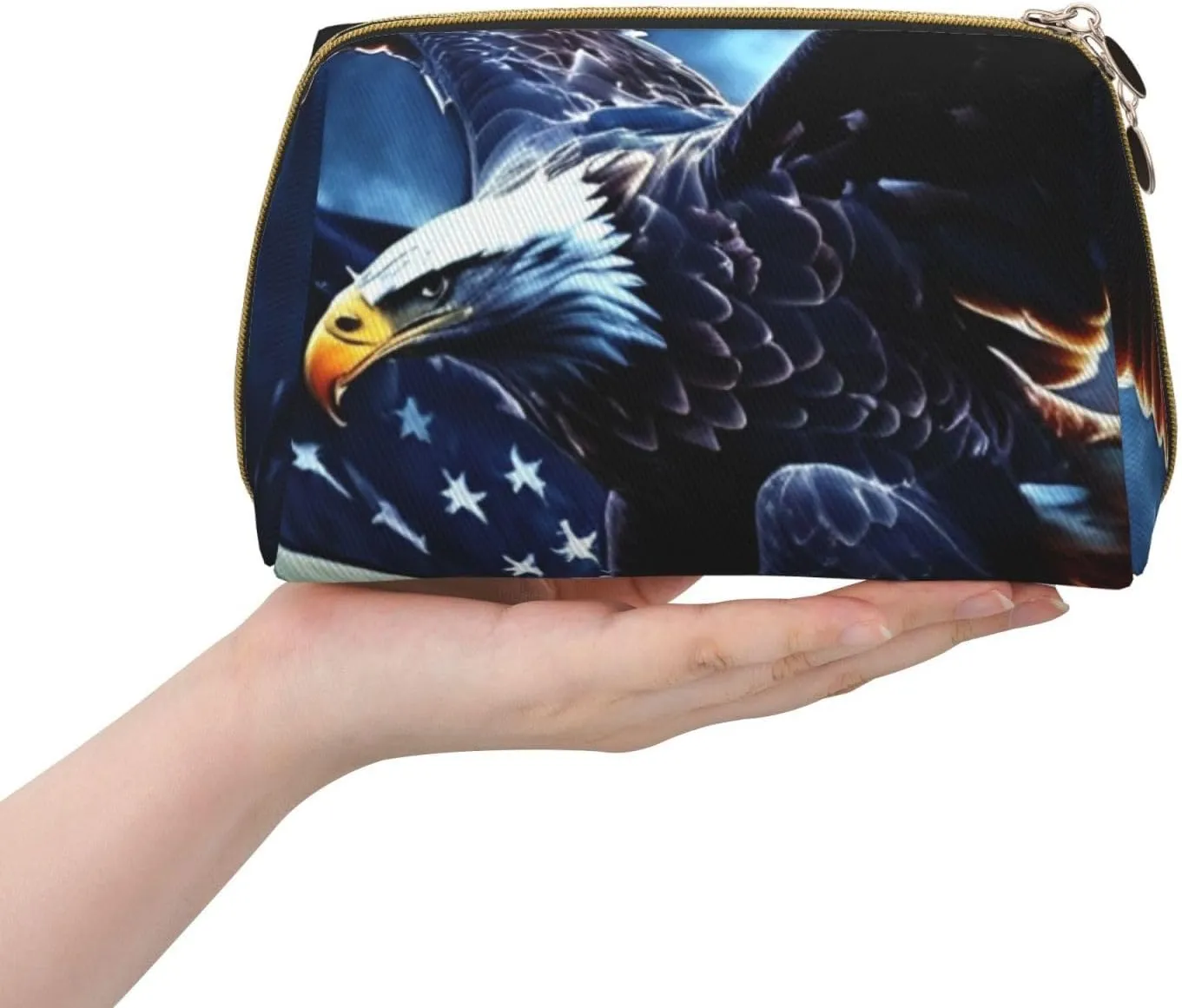 American Bald Eagle Toiletry Pouch, Travel-Friendly Makeup Organizer For Makeup Brushes, Lipsticks