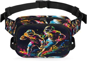 American Football Players Fanny Packs Belt Bag for Women Man Football Waist Pack Fashion Crossbody Bag Hip Bum Bag with Adjustable Strap for Outdoors Workout Casual Traveling Running Hiking Cycling